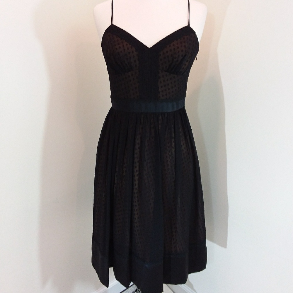 Laundry Shelli Segal Black Gold Silk Polka Dot